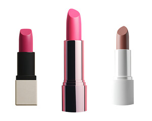 Obraz premium Collection of lipsticks bottles isolated on transparent background for beauty