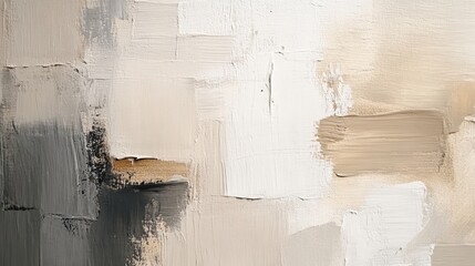 Textured abstract oil painting featuring neutral and muted color blocks