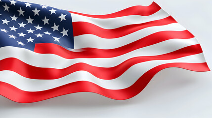 Fototapeta premium Waving American Flag Illustration on White Background