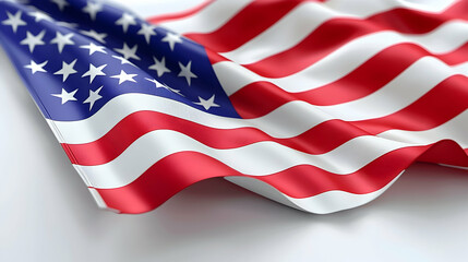 Fototapeta premium Waving American Flag Illustration on White Background