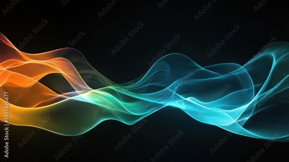 Poster a colorful flowing abstract wave design on dark background