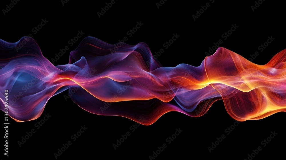 Poster abstract colorful waves floating against a black background design