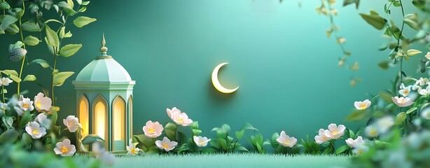 eid mubarak background simple the moon with ornament stars in center