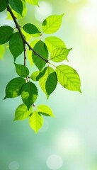 A few branches of a tree with leaves isolated in contrasting light, natural, isolated, leafy