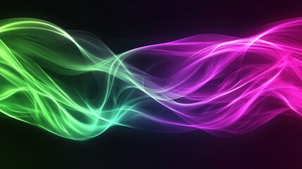 Fototapeta premium Glowing colored lines flowing across a dark black background smoothly