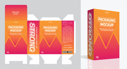 This packaging template is modern, print-ready, and fully customizable, perfect for branding, food, and retail products, featuring a professional and attractive design with 3D mockup capability.