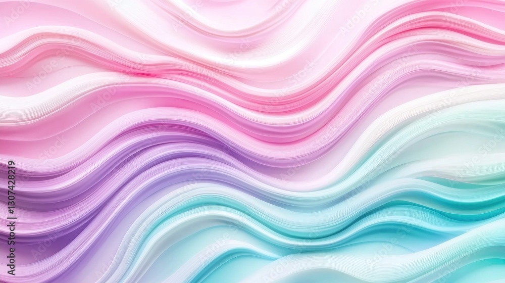 Poster abstract pastel colored wavy shapes in a flowing dynamic pattern