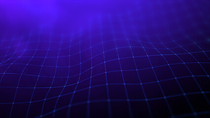 Abstract sea mesh glowing blue pink purple dot futuristic digital luxurious sparkling wave particles flow background, Motion of digital data flow. Big data background concept. 4K.