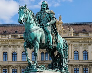 Obraz premium Equestrian statue in city square