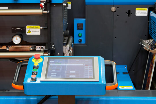 touchscreen control panel of industrial equipment