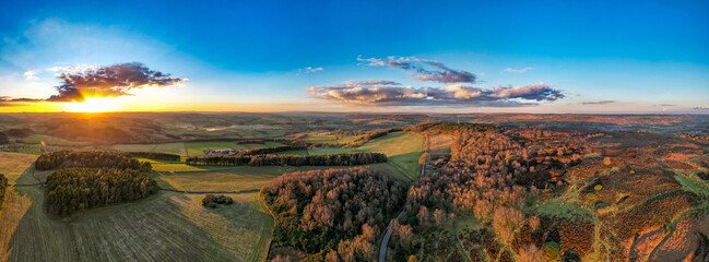 Golden Hour, Sunset Over Stanton Moor, Derbyshire, Peak District, National Park, UK, Landscape Photography	