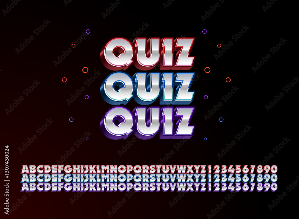 Poster modern colorful retro quiz font effect in 3d bold font