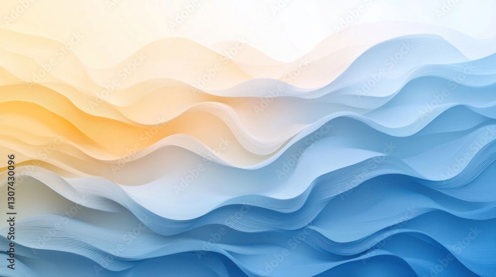 Poster abstract flowing wave pattern with gradient color transition is depicted