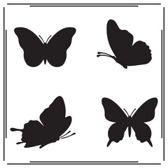 Butterflies silhouette, Butterflies  illustration ,Butterflies clipart, Butterflies vector , Butterflies icon , black Butterflies, Butterflies illustration on white background,					