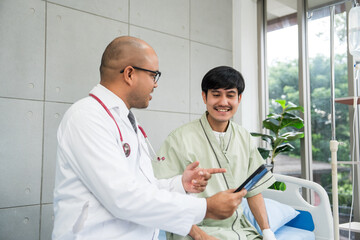 Doctors encourage patients recovery service. Doctors treat patients diseases. Life and health...