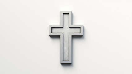 Obraz premium A modern three-dimensional rendering of a Christian cross on a wall.