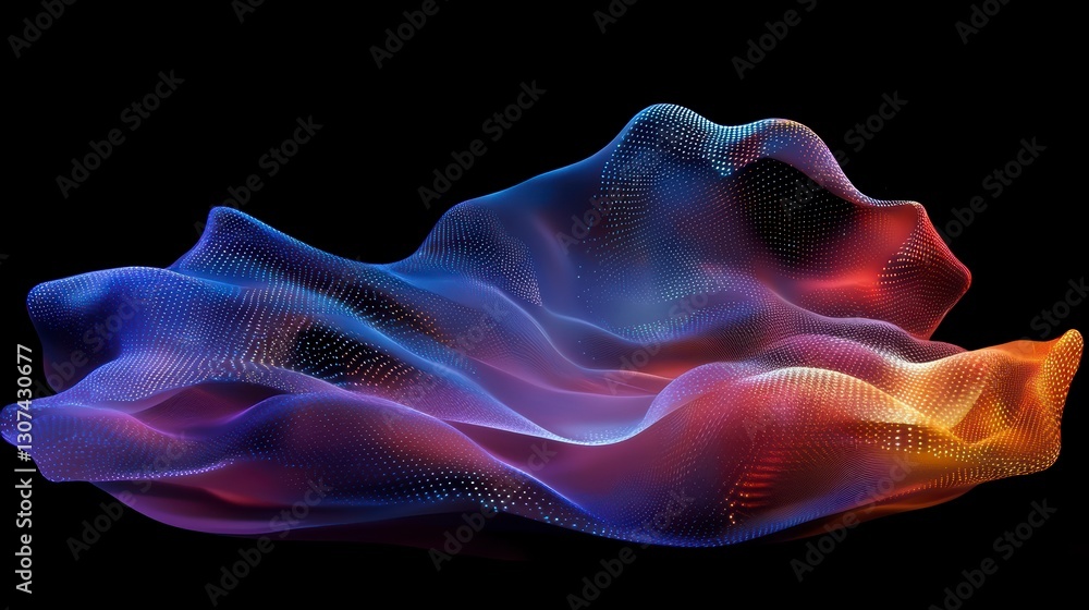 Poster Abstract digital fabric form on black background. Possible use Digital art print
