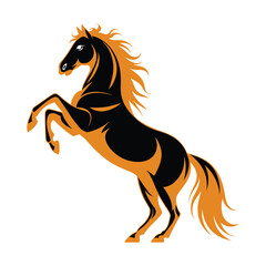 Bold Black and Orange Horse Silhouette, Majestic and Powerful Pose. Powerful Horse Clipart, Black and Orange Horse in Motion
