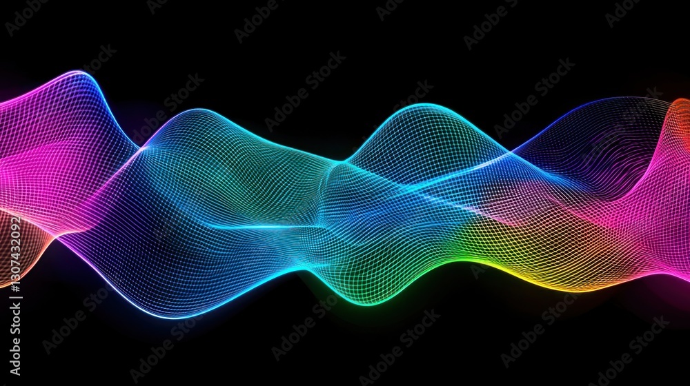 Aufkleber colorful flowing waves of light displaying a vibrant visual display