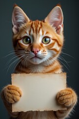 Cute Pet Holding a Blank Sheet – Space for Text