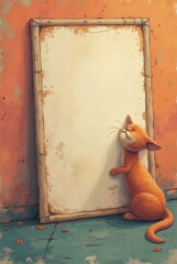 Sweet Cat Holding a Blank Paper – Editable Copy Space