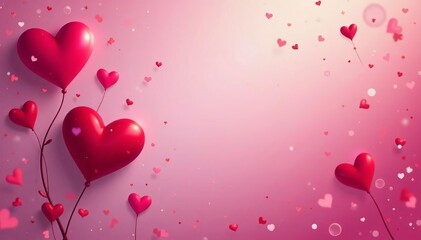 Romantic Valentine's Day background with hearts and abstract shapes in vibrant colors, valentine, abstract