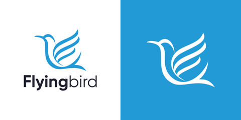 Bird logo icon design, Simple modern monoline flying bird, Hummingbird with flying style, Bird logo with line art outline style, Minimalist concept icon symbol bird vector design template inspiration.