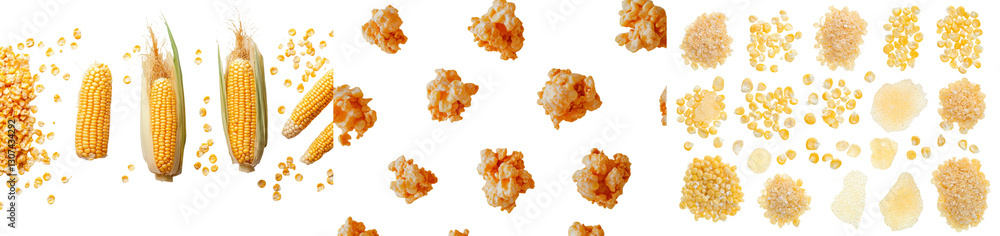 Poster a top view of a collection with nuts, featuring crunchy granola and muesli, is set against a white b