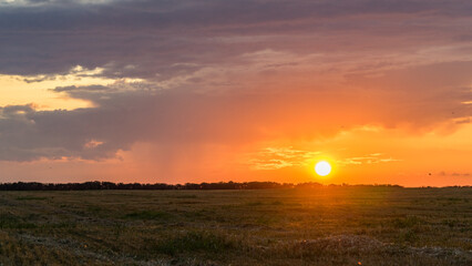 Fototapeta premium Beautiful Sunrise over the field.Summer evening in Blagoveshenskaya. Anapa, Russia.