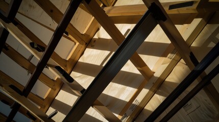 Modern Minimalist Wooden Bed Frame Assembly in a Clean Studio Setting