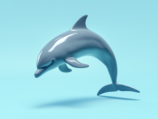 Fototapeta premium 3D Dolphin Isolated on a Solid Color Background
