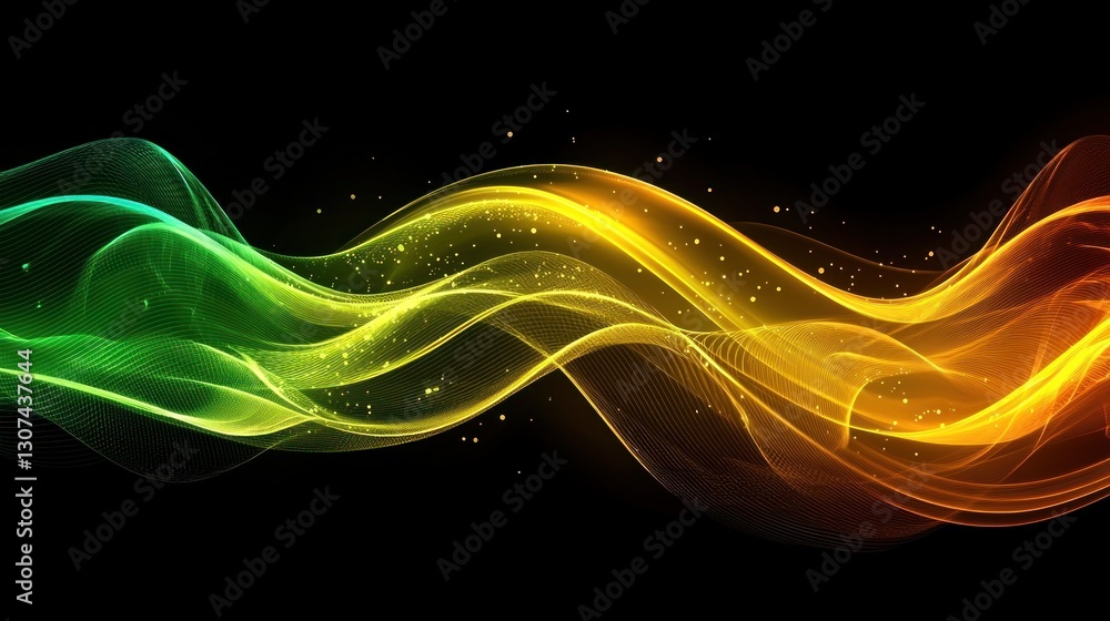 Poster abstract graphic artwork showing flowing lines in varying color tones
