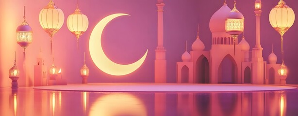 Islamic greeting Eid Mubarak cards for Muslim Holidays.Eid-Ul-Adha festival celebration.Arabic Ramadan Lantern .Decoration lamp