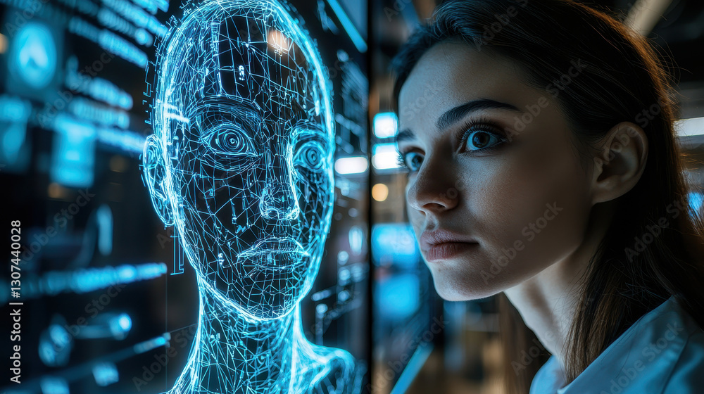 Poster exploring the uncanny resemblance of a deepfake twin on a smartphone screen