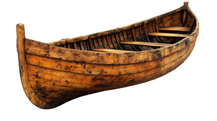 Old Wooden Rowboat Isolated on White Background