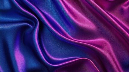 Fototapeta premium Vibrant silk fabric with flowing waves of blue and purple