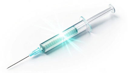 Fototapeta premium glowing syringe on clean white background, symbolizing health and medical care