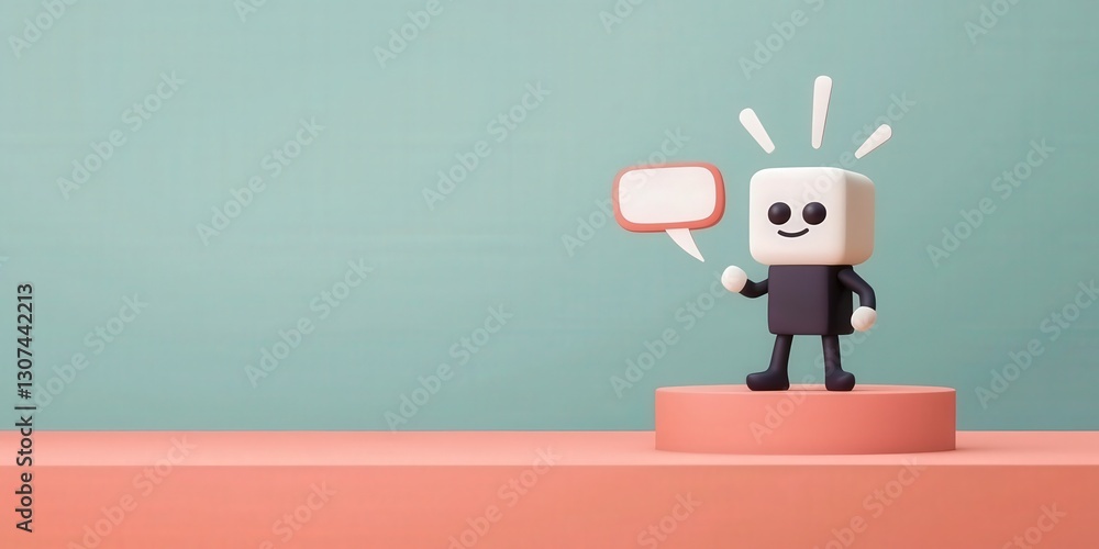 Poster peak energy demand concept. 3d character with speech bubble on colorful background.