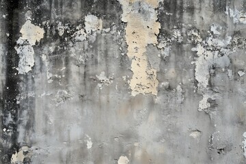 Obraz premium Seamless dirty concrete wall textured with peeling paint and a weathered appearance, showcasing shades of gray and beige. The surface displays signs of age and neglect, with rough patches.