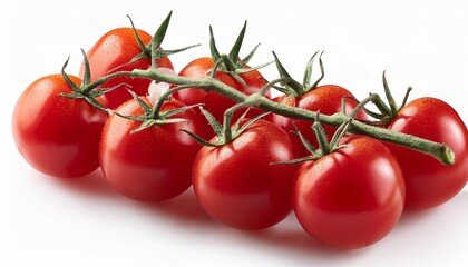 cherry tomato branch close up isolated on white background