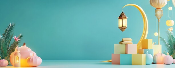 Islamic greeting Eid Mubarak cards for Muslim Holidays.Eid-Ul-Adha festival celebration.Arabic Ramadan Lantern .Decoration lamp