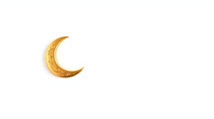 Gold crescent moon and star ornament against a white background