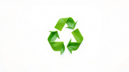 Obraz premium Recycling symbol of bright green leaves on a white background