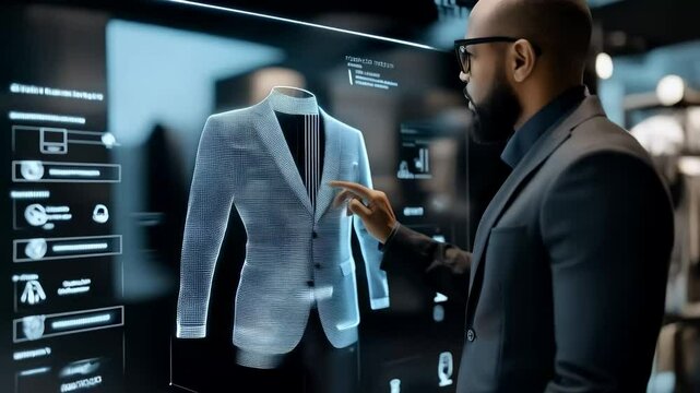 Professional fashion designer uses innovative software to customize a virtual suit