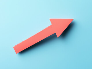 Upward Arrow Made of Paper Cut-Out, Isolated on a Solid Background