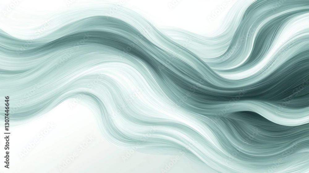 Poster abstract teal and white wavy lines form a flowing design