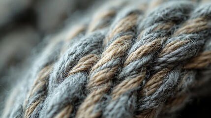 Macro Shot of a Thick Woolen Weave in Earthy Tones with Detailed Texture and Cozy Fibers