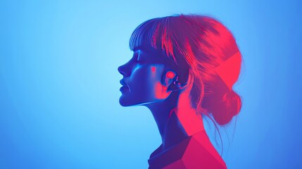 Artistic Double Exposure Woman with Geometric Patterns