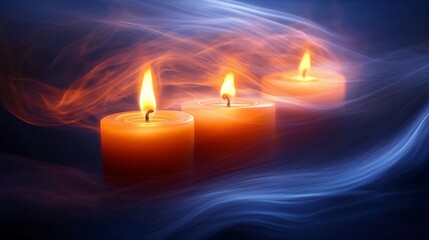 Calming Golden Candles with Soft Blue Night Ambiance