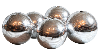 Disco Balls Reflect Light Isolated on White Background